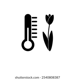 Plant Temperature, Flower Growth Solid Flat Vector Icon Isolated on White Background.