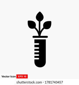 Plant In Test Tube Flat Icon Isolated On White Background