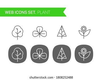 Plant thin line icons vector set