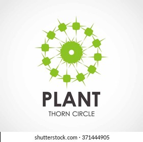 Plant thorn of circle abstract vector and logo design or template leaf round business icon of company identity symbol concept