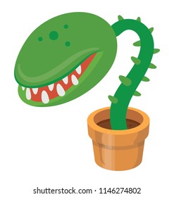 A Plant With Thorns Inside And Big Teeths Exhibiing Man Eater Plant Concept 