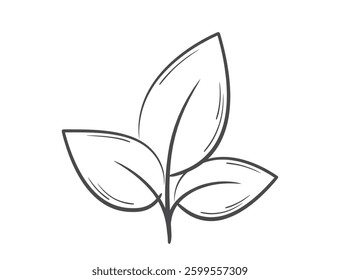 Plant with three leaves line illustration. Nature, spring and planting design element. Isolated vector image