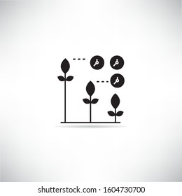 plant with time and growth detector for agriculture technology concept icon