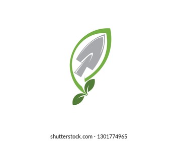 plant tool with leaves logo design illustration on white background
