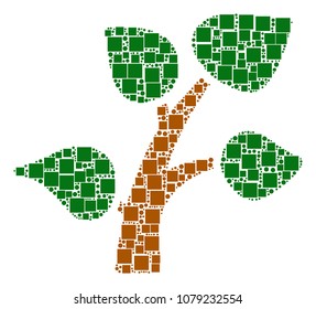 Plant Tree composition icon of square figures and circles in variable sizes. Vector objects are grouped into plant tree collage design concept.