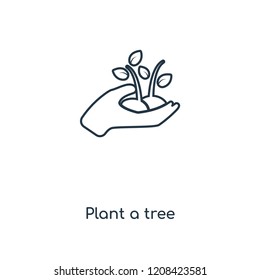 Plant a tree concept line icon. Linear Plant a tree concept outline symbol design. This simple element illustration can be used for web and mobile UI/UX.