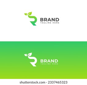 Plant, Tree, Green Leaf Letter R logo design template.