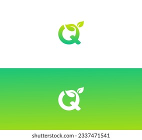 Plant, Tree, Green Leaf Letter Q switch logo icon design template elements.