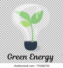 plant tree growing seedling in lamp vector icon symbol in flat isometric design on transparent background. -stock vector