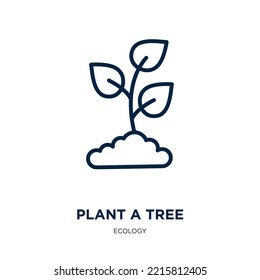 plant a tree icon from ecology collection. Thin linear plant a tree, natural, tree outline icon isolated on white background. Line vector plant a tree sign, symbol for web and mobile