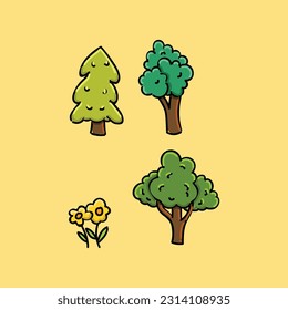 plant and tree pack illustration design vector