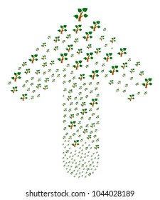 Plant Tree pattern created in the combination of upwards directed arrow. Up way arrow collage created from plant tree pictographs.