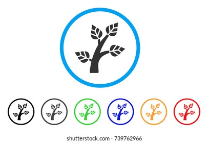Plant Tree rounded icon. Style is a flat gray symbol inside light blue circle with bonus colored versions. Plant Tree vector designed for web and software interfaces.