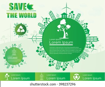 Plant a tree save the world, concept of infographics. Vector illustration EPS10.