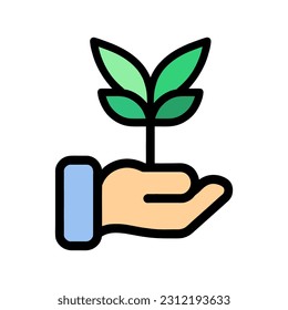 Plant tree seeding in hand doodle icon flat vector design