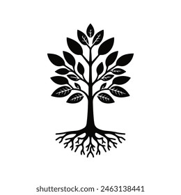 Silueta del árbol de la planta Arte vectorial, icono, símbolo.