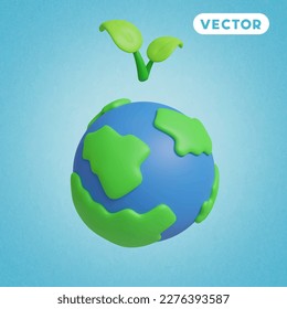 árboles de plantas para el conjunto de iconos de vector 3D del mundo, sobre un fondo azul