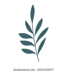 plant twig on white background in flat style vector