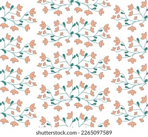 Plant twig seamless pattern. Branch with flowers Vector illustration for background, banners, cover, books, brochures, fabric, clothing, papers, notebook, card, fabric, scrapbooking.