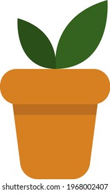 Plant with two big leaves, icon illustration, vector on white background