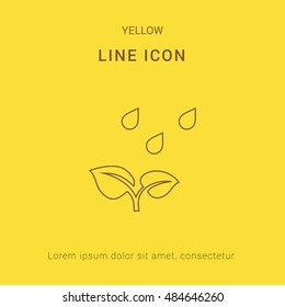Plant Under Rain Cute yellow thin line icon / logo Design