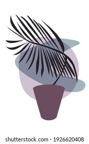 Plant in vase, Boho minimalist poster for design t shirt, nursery wall decor, greeting card, contemporary invitation etc. Vector illustration
