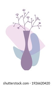 Plant in vase, Boho minimalist poster for design t shirt, nursery wall decor, greeting card, contemporary invitation etc. Vector illustration