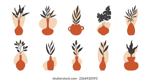 Plant Vase Decoration Vector Set