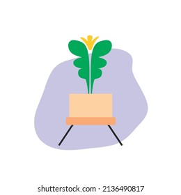 plant and vase flat design vector, suitable for element design, sign, icon