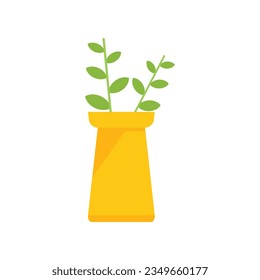 Plant vase icon flat vector. Interior house. Cute work isolated