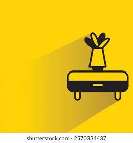 plant vase on table icon with shadow on yellow background