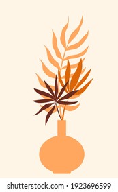 Plant in vase pattern background, Boho minimalist vase illustration for  design nursery wall decor, t shirt print, shop flyer, contemporary poster etc.