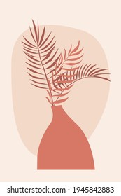Plant in vase pattern background, Boho minimalist vase illustration for  design nursery wall decor, t shirt print, shop flyer, contemporary poster etc.
