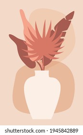 Plant in vase pattern background, Boho minimalist vase illustration for  design nursery wall decor, t shirt print, shop flyer, contemporary poster etc.