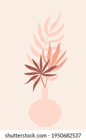 Plant in vase pattern background, Boho minimalist vase illustration for  design nursery wall decor, t shirt print, shop flyer, contemporary poster etc.
