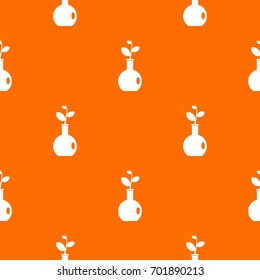 Plant in a vase pattern repeat seamless in orange color for any design. Vector geometric illustration