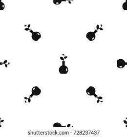 Plant in a vase pattern repeat seamless in black color for any design. Vector geometric illustration
