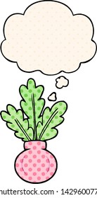 plant in vase with thought bubble in comic book style