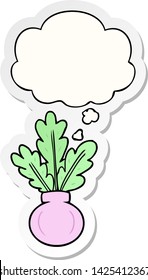 plant in vase with thought bubble as a printed sticker
