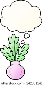 plant in vase with thought bubble in smooth gradient style