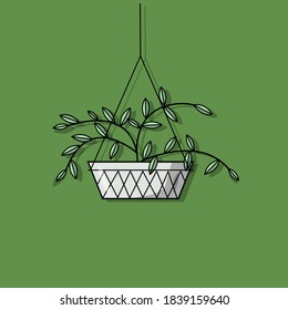  Plant in Vase Vector Illustration. Chill Illustration. Talking and Break Time. Flat Cartoon Style Suitable for Web Landing Page, Banner, Flyer, Sticker, Card, Background