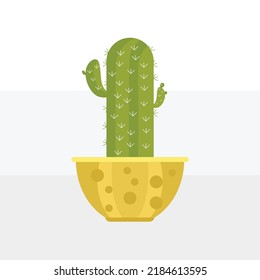 Plant vector design, Cactus pot, Cactus design vector