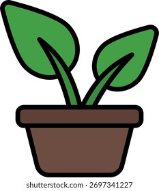 Design de vetores de plantas em estilo moderno, crescimento de culturas e conceito de rega, ilustração de sustentabilidade agrícola. Ícone Linha Preenchida