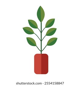 Plant. Vector flat illustration. Isolated on white background. Perfect for various designs: interior, meditation, health and posters.