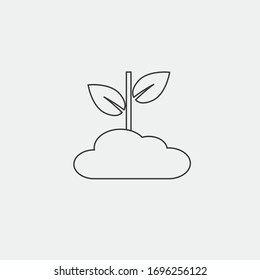 plant vector icon with leaves farming garden and agriculture icon