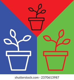 Icono del vector vegetal, icono de estilo lineal, de la colección de iconos de la agricultura, aislado en Fondo rojo, azul y verde.