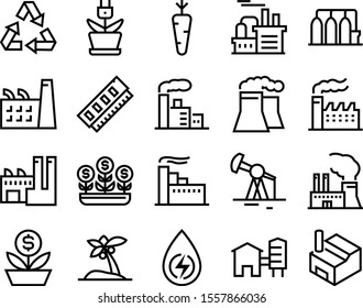 plant vector icon set such as: success, derrick, processor, hawaii, gold, diet, atom, healthy, investor, drilling, conservation, elevator, vegetable, financing, garbage, economic, grain, fossil, sale