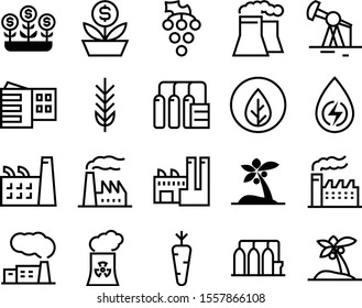 plant vector icon set such as: dessert, winery, loan, vegetable, capital, ecological, wine, farm, decorative, turbine, reversed, ingredient, radioactive, hydroelectric, rig, floral, machine, grow