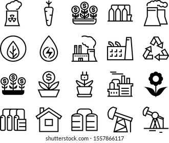 plant vector icon set such as: protection, cash, ui, water, electrical, metal, map, progress, decorative, cycle, voltage, diet, garbage, veggie, ornament, generator, development, nutrition, harvest
