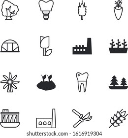 plant vector icon set such as: generator, molar, line, bushes, trim, market, oak, gold, propeller, year-round, flora, daffodil, carrot, blossom, day, evolution, smile, pink, beauty, pot, emblem